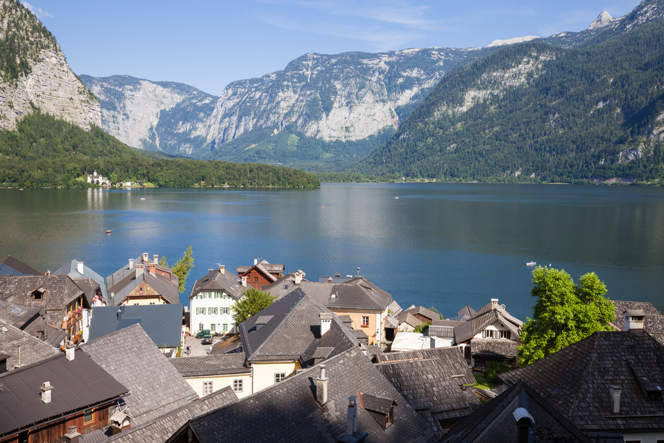 hallstatt village panorama summer view