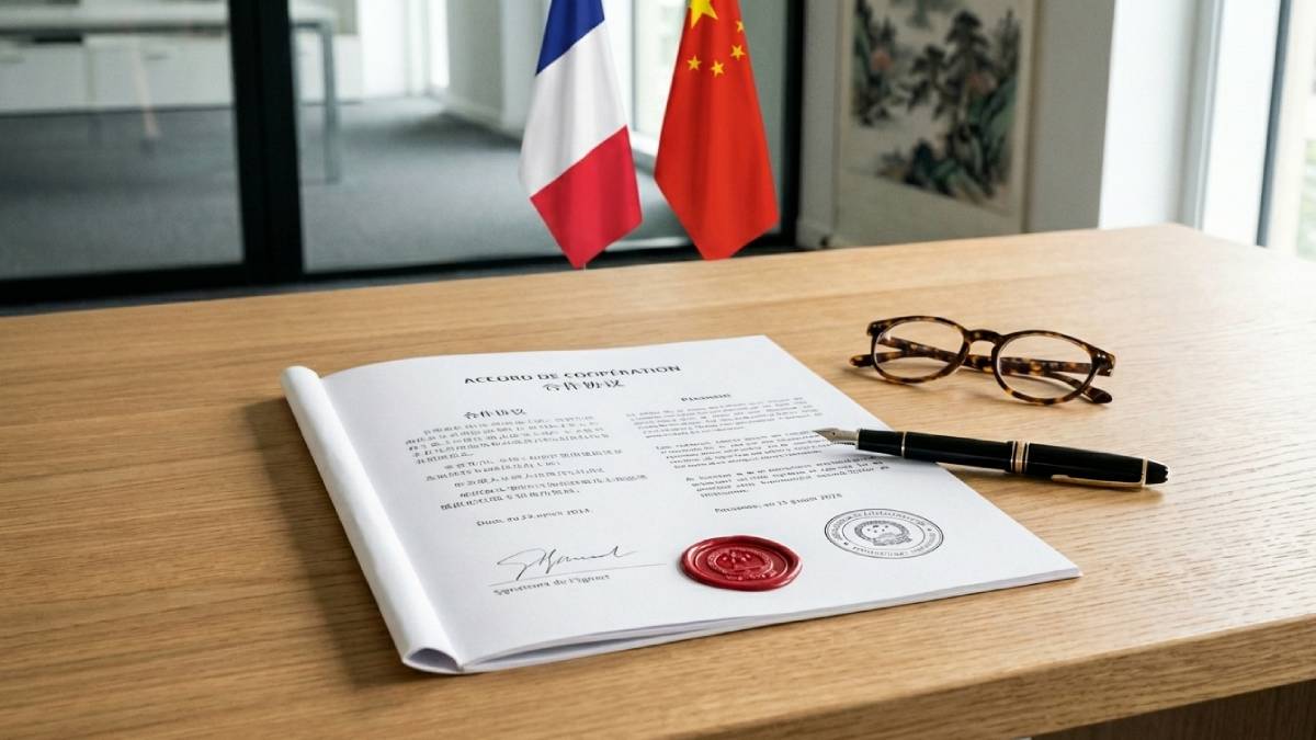 Traduction assermentée d'un document officiel du chinois vers le français avec tampon d'expert.