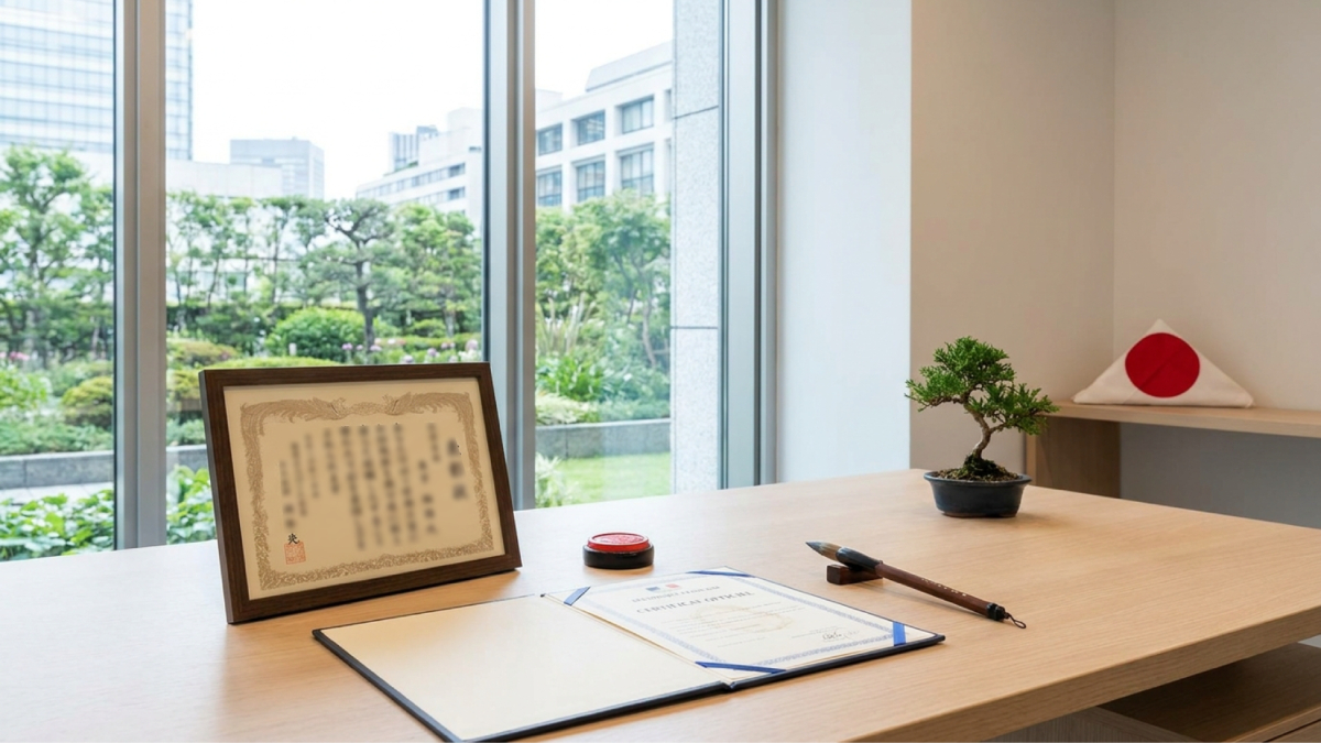 Traduction assermentée en japonais d'un document officiel avec le sceau d'un expert-traducteur assermenté.