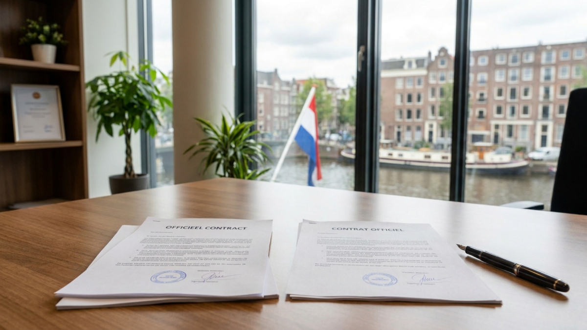 Traduction assermentée en néerlandais d'un document officiel avec le sceau d'un expert-traducteur assermenté.